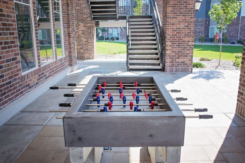 Covered patio with foosball table